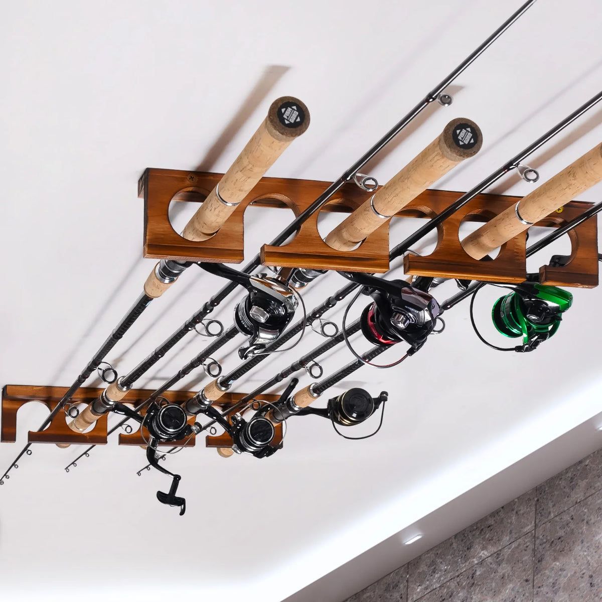 12 Rods Fishing Pole Rod Racks Wall Or Ceiling Mounted
