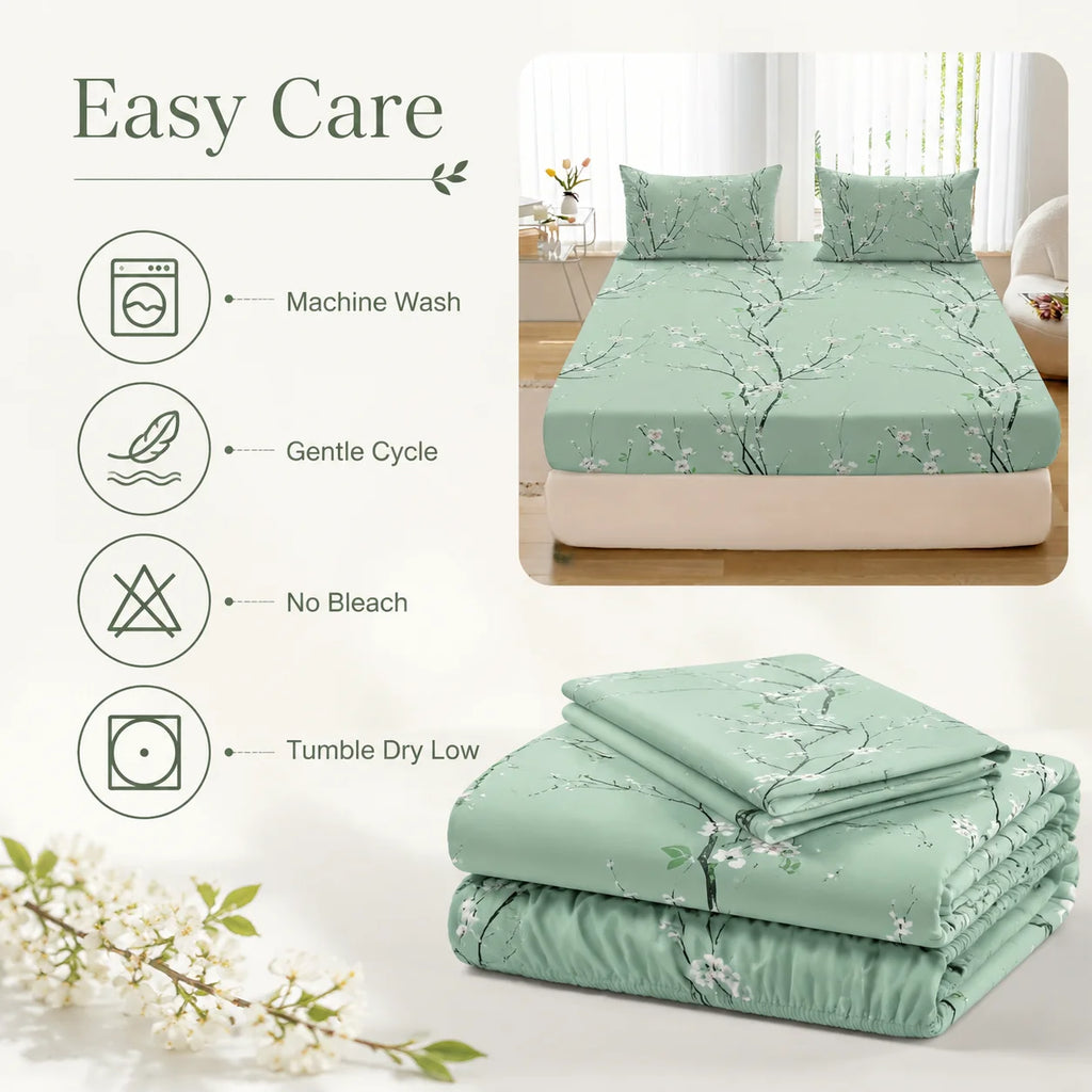 3Pcs Floral Fitted Sheet Set
