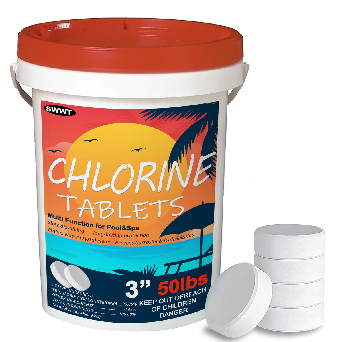 50LB 3-inch Chlorine Tablets swimming pool