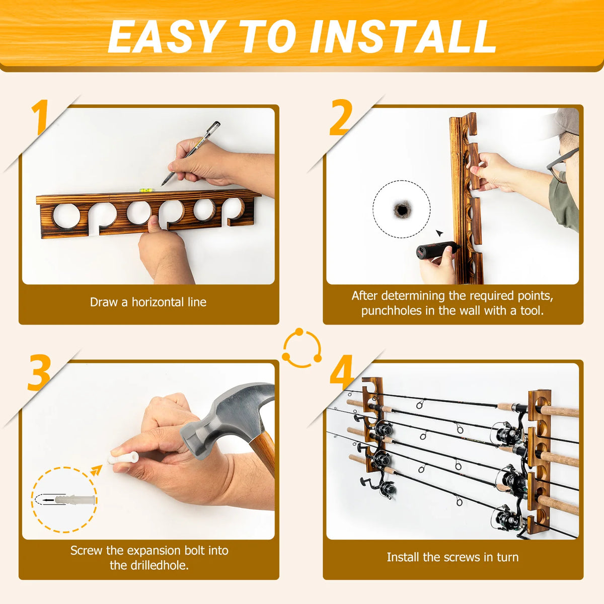 12 Rods Fishing Pole Rod Racks Wall Or Ceiling Mounted