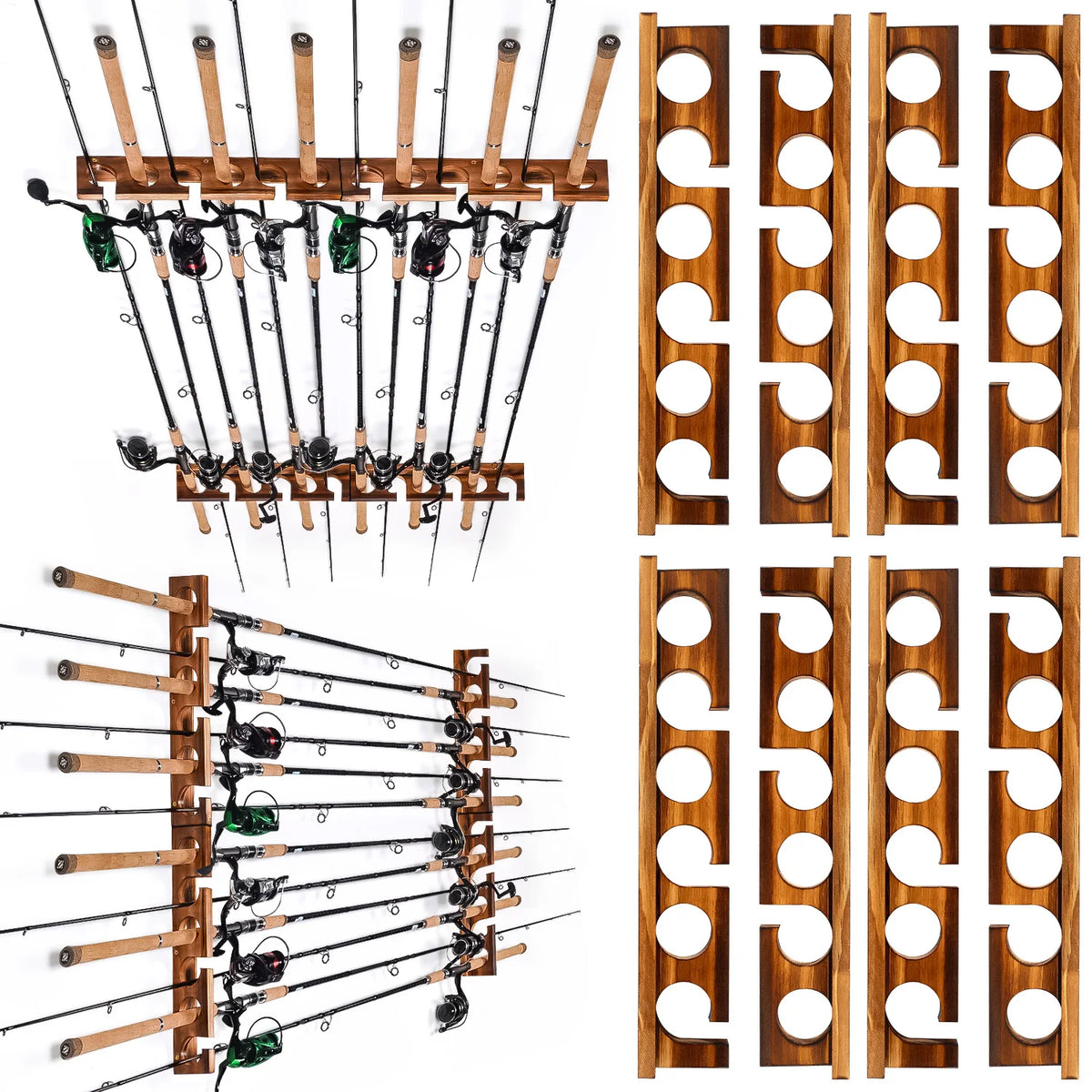 12 Rods Fishing Pole Rod Racks Wall Or Ceiling Mounted
