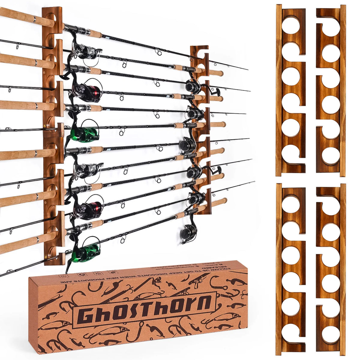 12 Rods Fishing Pole Rod Racks Wall Or Ceiling Mounted