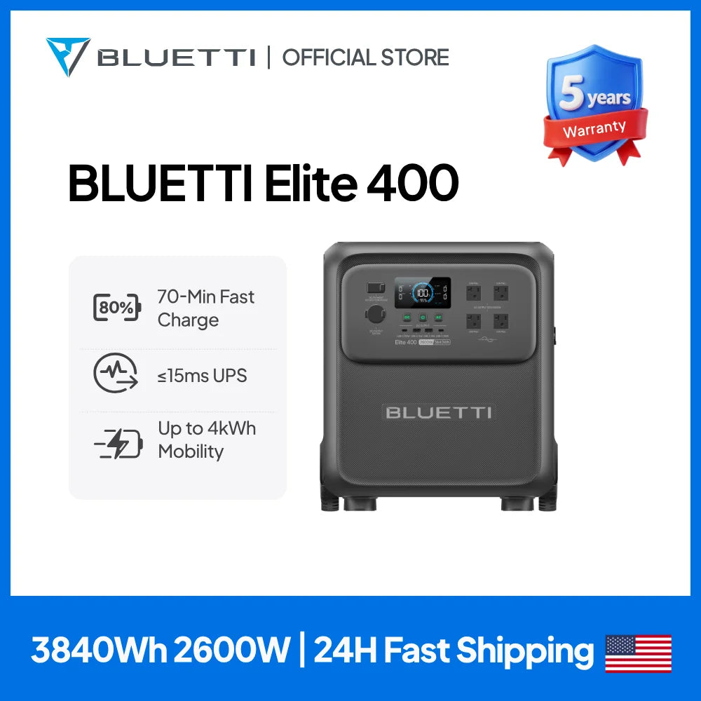 BLUETTI Elite 400 Portable Power Station Solar Generator for Home Backup