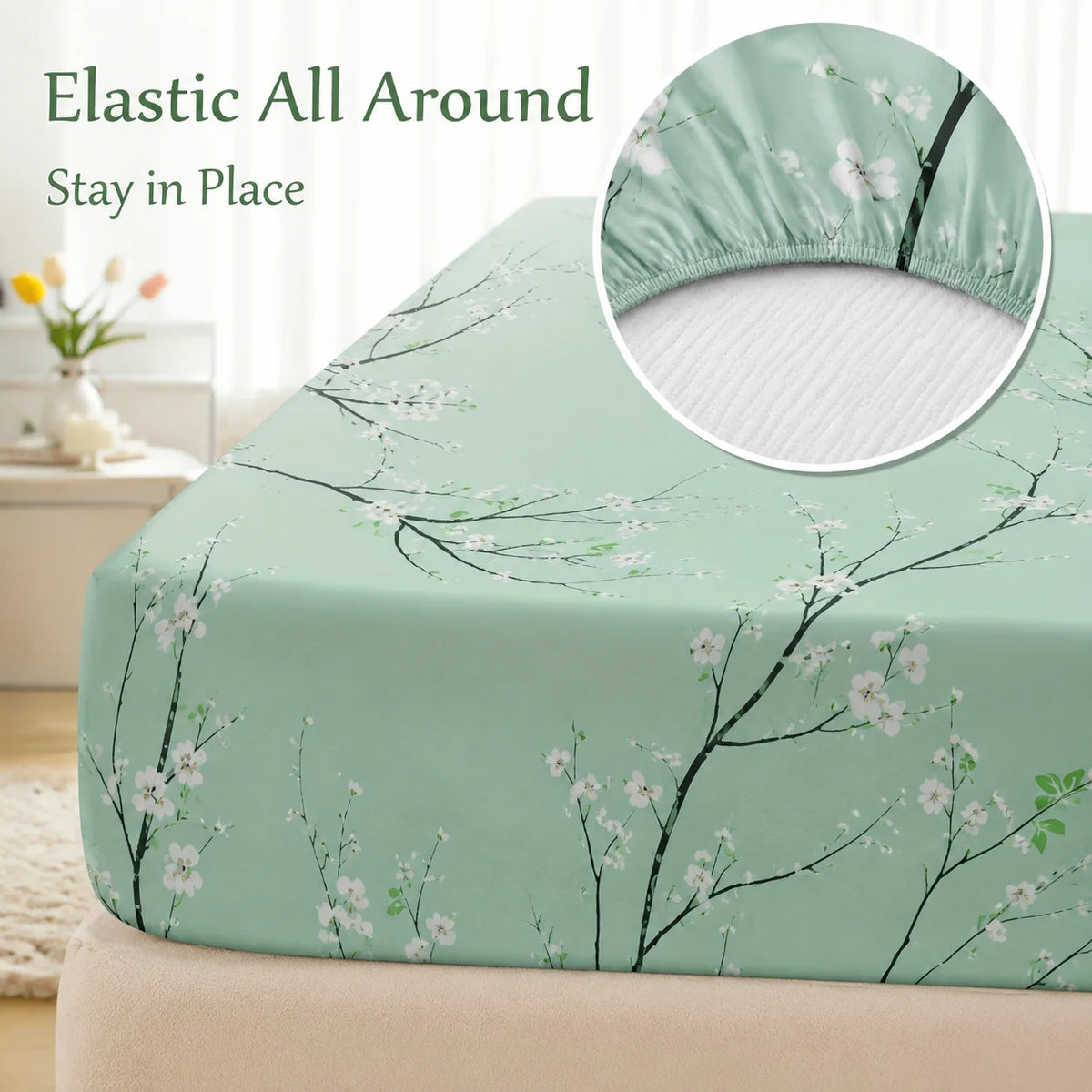3Pcs Floral Fitted Sheet Set