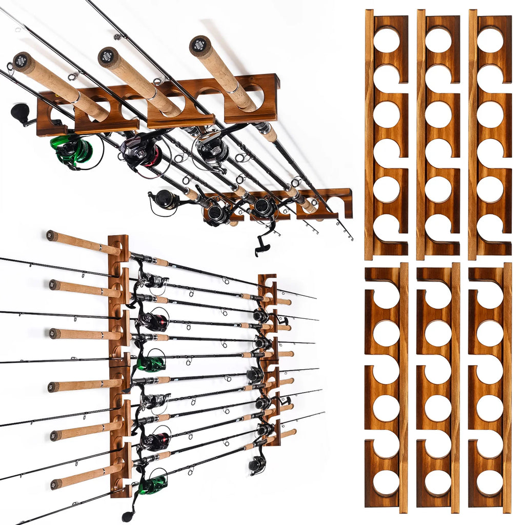 12 Rods Fishing Pole Rod Racks Wall Or Ceiling Mounted