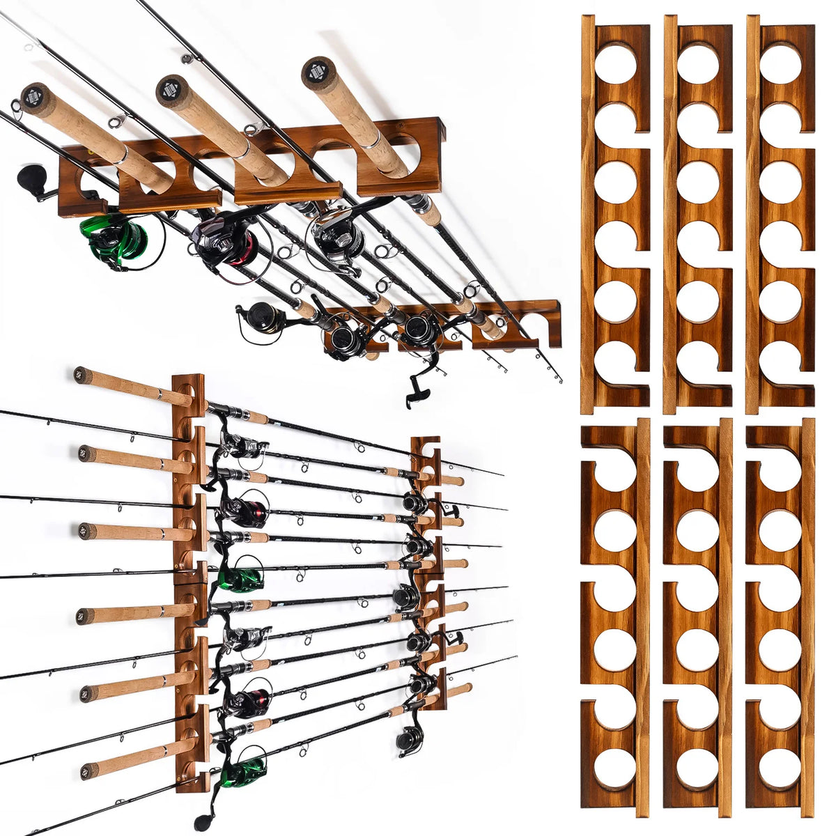 12 Rods Fishing Pole Rod Racks Wall Or Ceiling Mounted