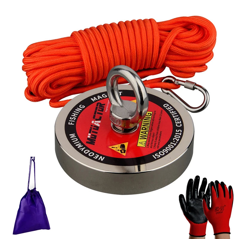 Deep Sea Permanent Neodymium N52 Magnet With 15m Rope Gloves Bag