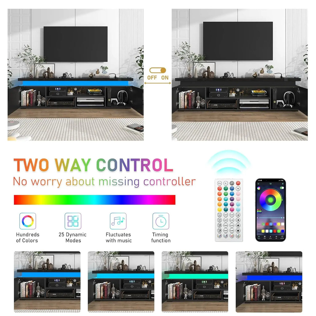 LED TV Stand for 85 Inch TV,  Stand with Power Outlet