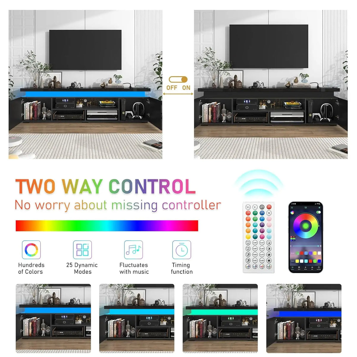 LED TV Stand for 85 Inch TV,  Stand with Power Outlet