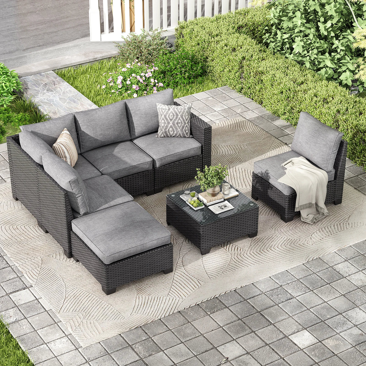 Farini Patio Sectional Sofa Set,

Stain-Resistant Fabric,