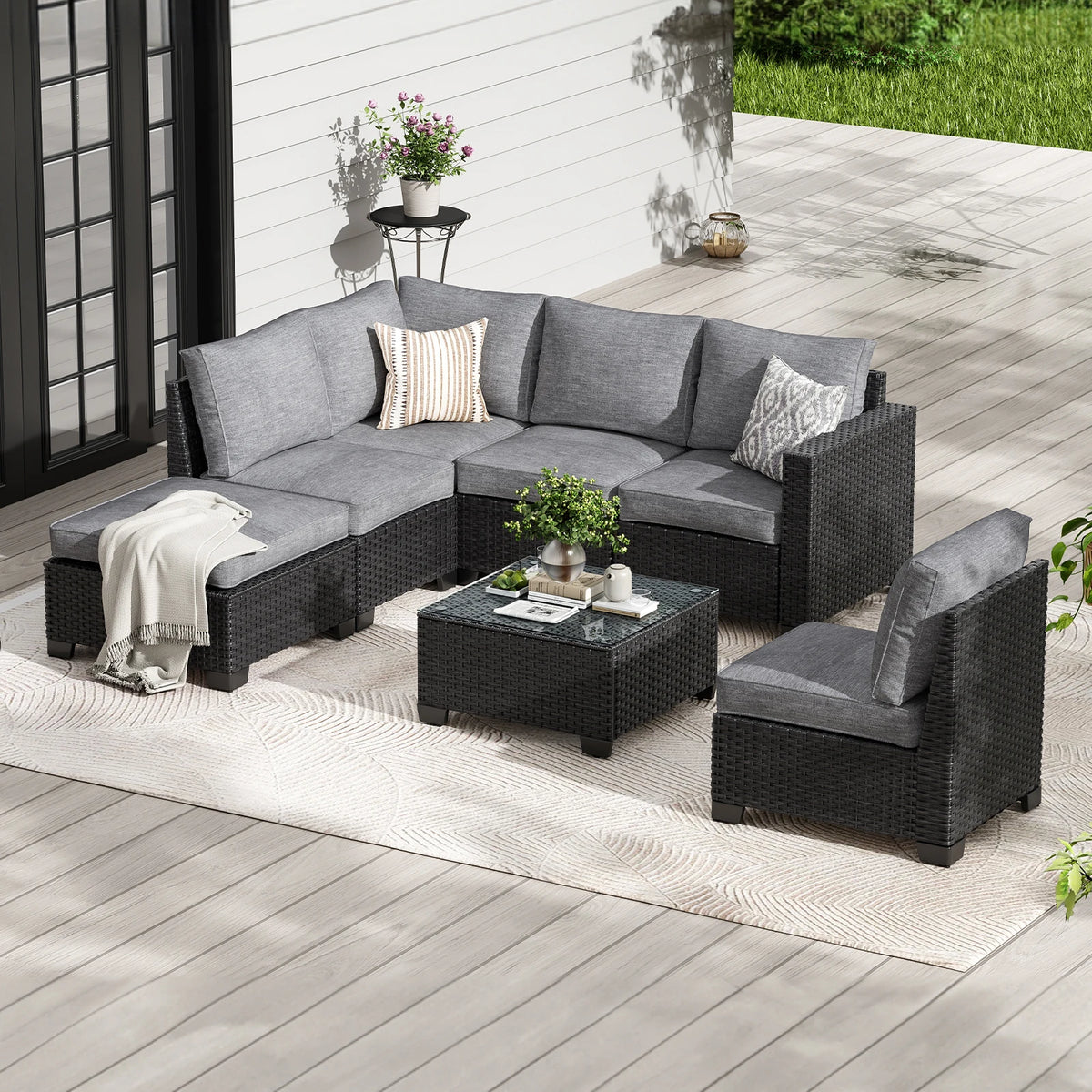 Farini Patio Sectional Sofa Set,

Stain-Resistant Fabric,