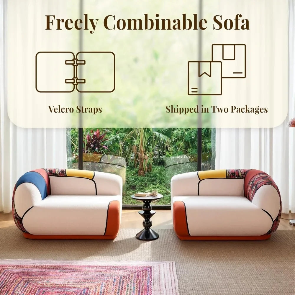 102" Oversized Modern Curved Sofa, Minimalist 4-Seat Chenille Couch for Living Room Apartment, Boneless Sectional Floor Lounge