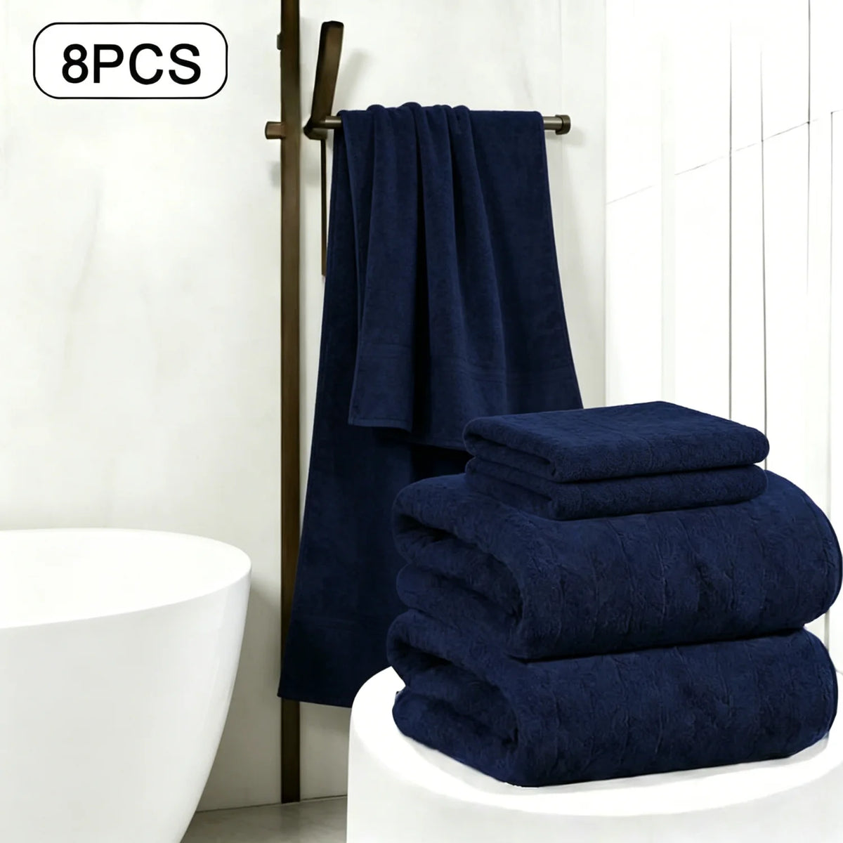 8-Piece Bath Towel Set, Soft Highly Absorbent Cotton