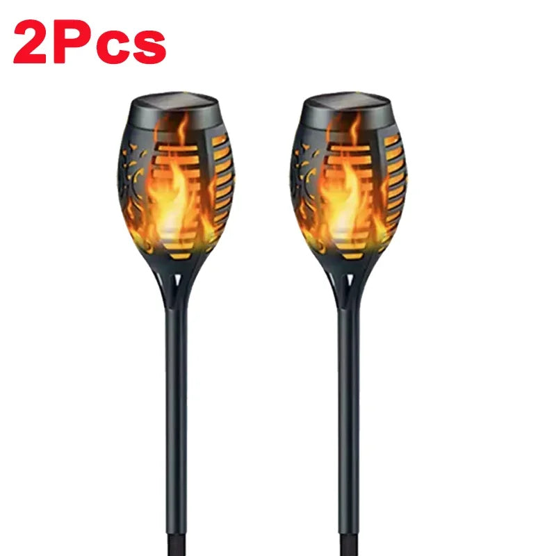 10Pcs Solar Flame Torch Lights Flickering Light Waterproof