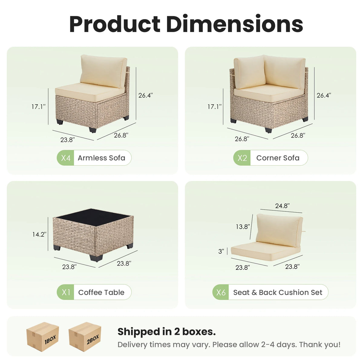 7-Piece Patio Furniture Set, for Garden, Porch, Backyard