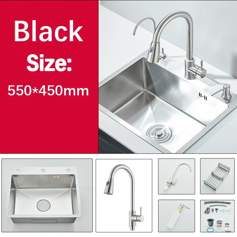 Multifunction 304 Stainless Steel Black/Brushed Nickel Kitchen Sink