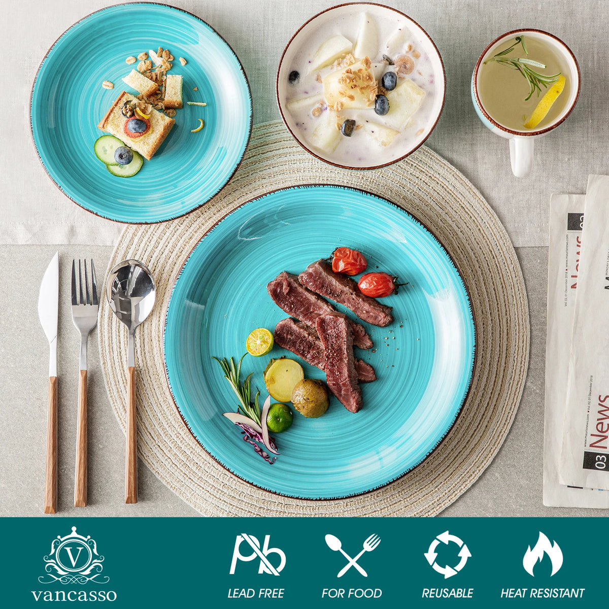 Vancasso Bella 48-Pieces Porcelain Dinnerware Set