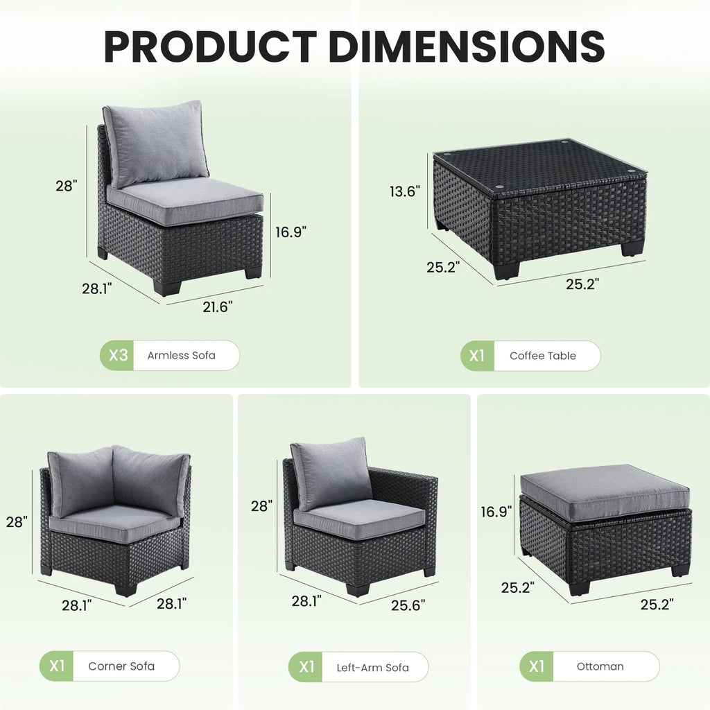 Farini Patio Sectional Sofa Set,

Stain-Resistant Fabric,