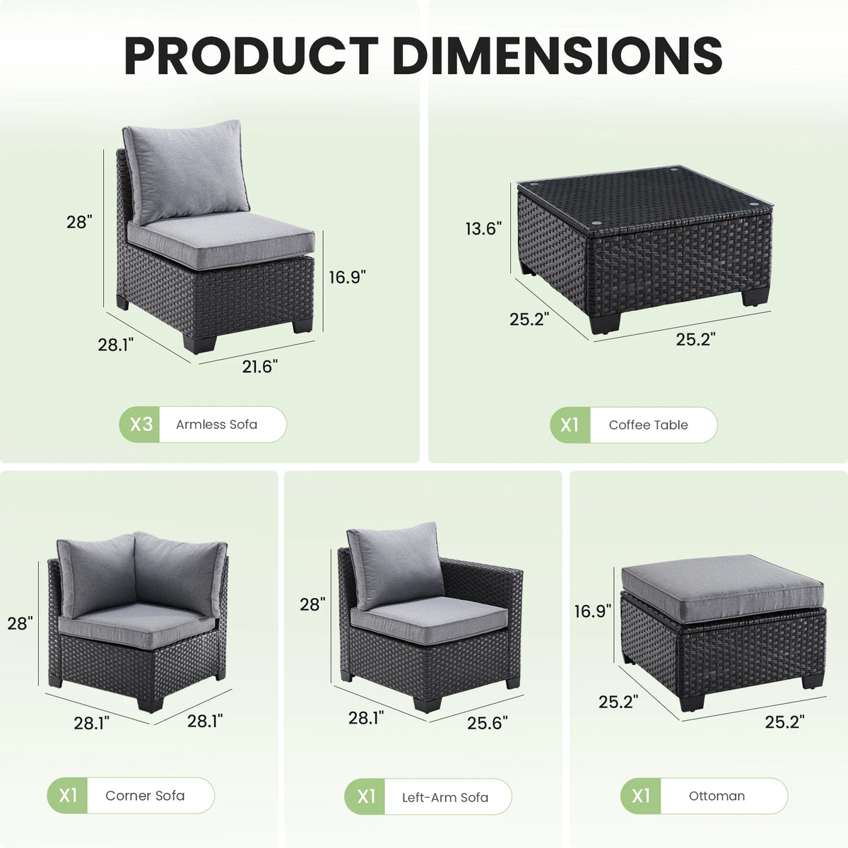 Farini Patio Sectional Sofa Set,

Stain-Resistant Fabric,