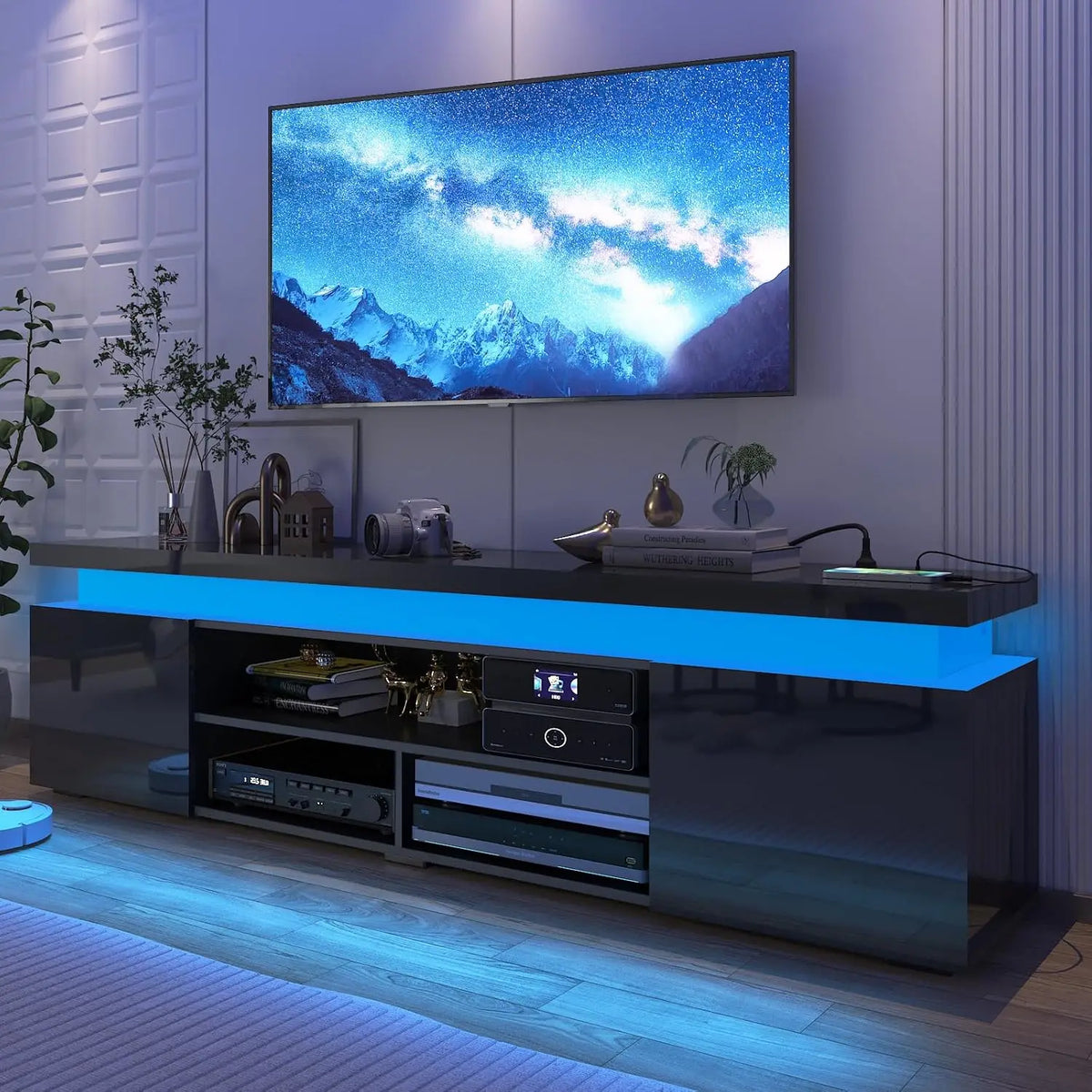 LED TV Stand for 85 Inch TV,  Stand with Power Outlet