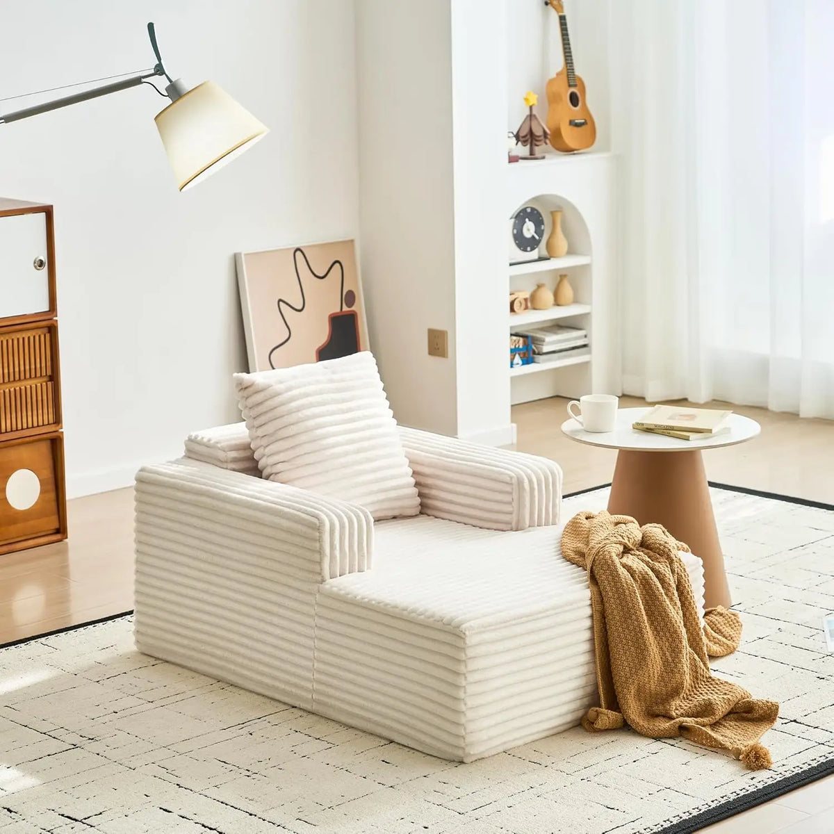 45'' Corduroy Cloud Chaise Lounge Sofa