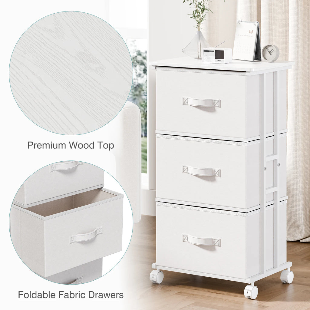 JHK 3 Drawers Dresser Storage Cabinet with Wheels