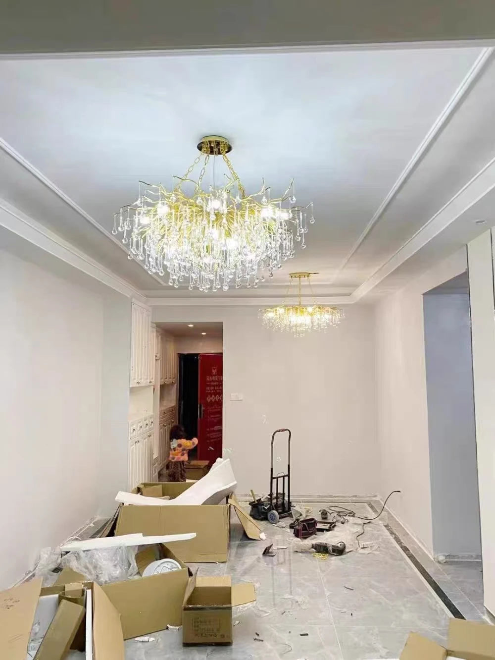 Rectangular Crystal Chandelier For Dining Room