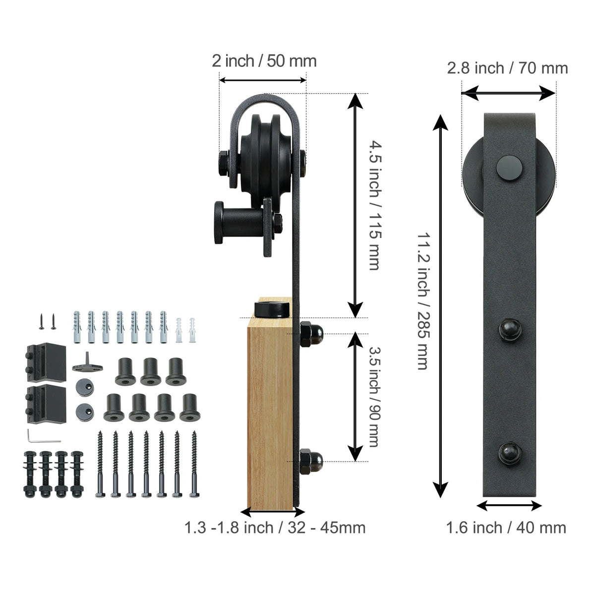 Heavy Duty Barn Door Track Kit for Double Doors