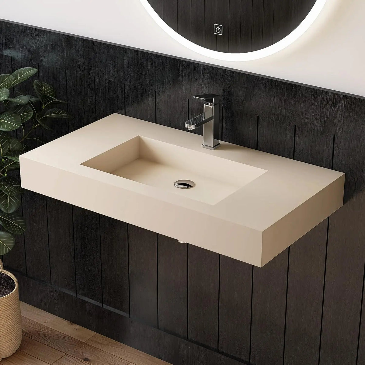 36"x18.11" Wall-Mounted Bathroom Vanity with Stone Resin Sink