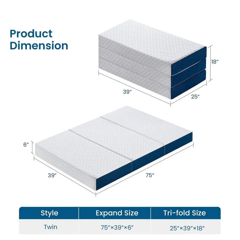 Twin Size 6 Inch Folding Mattress