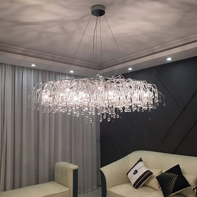 Rectangular Crystal Chandelier For Dining Room