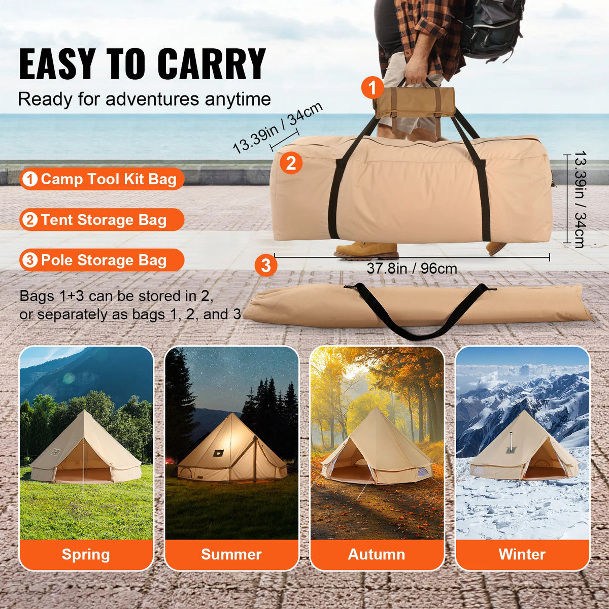 Tent for Camping with Stove Breathable Tent Holds up to 8People