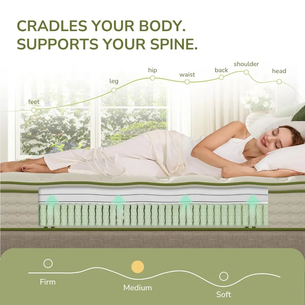12 Inch Queen Hybrid Mattress, Medium Firm, Motion Isolation