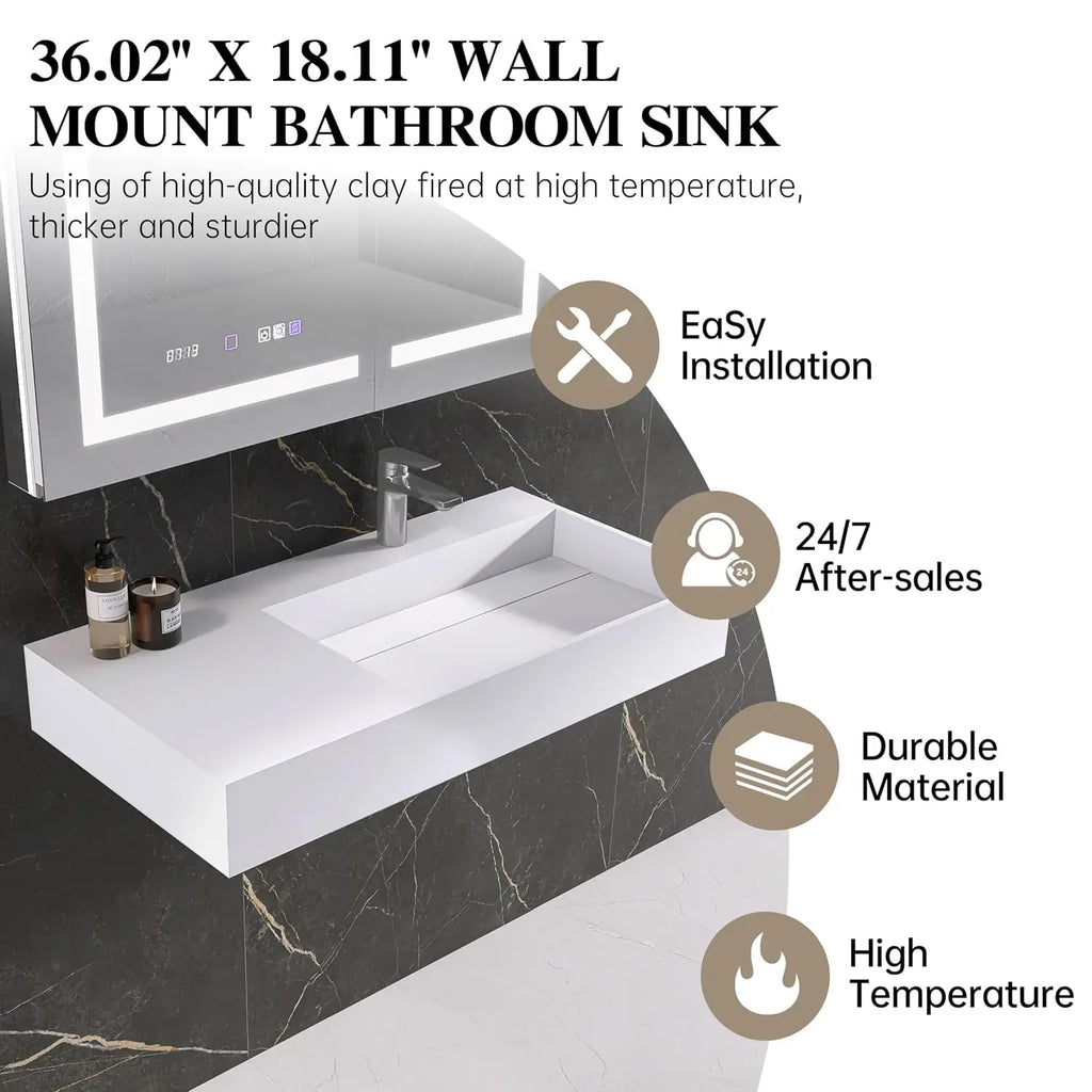 36"x18.11" Wall-Mounted Bathroom Vanity with Stone Resin Sink