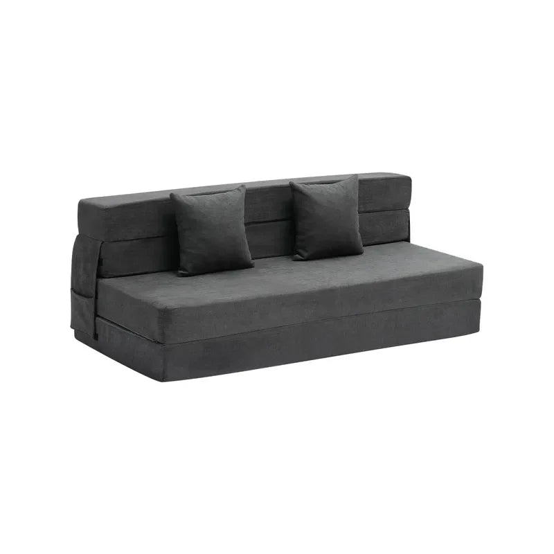 Uimoso Folding Sofa Bed 3-in-1 Foldable Sofa Bed with 2 Pillows Dark Grey Queen -