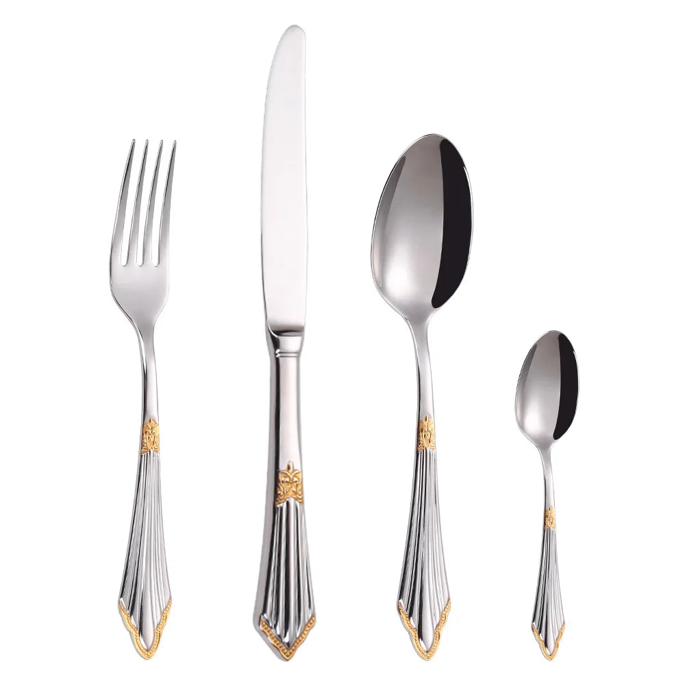 4/8/12/16/20 Pieces Gold Plated Luxury Silverware