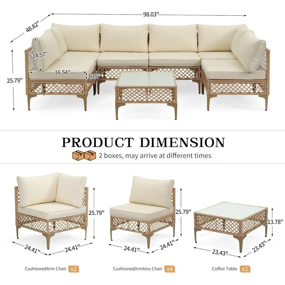 7-Piece Outdoor Wicker Sectional Patio Furniture Set