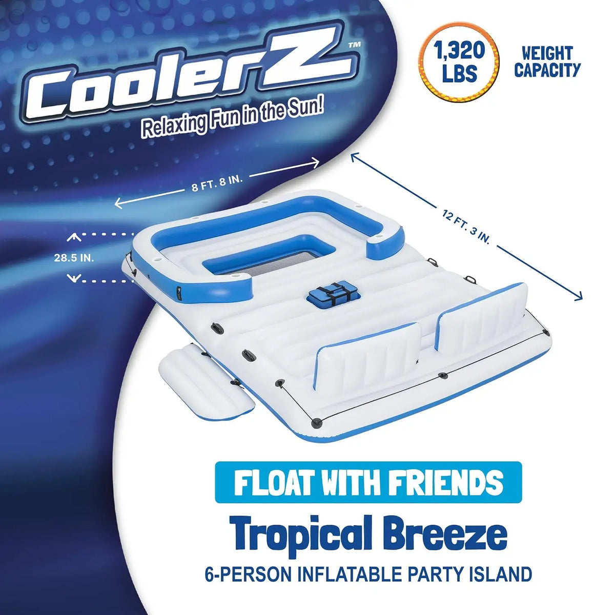 , Large 6 Person Adult Inflatable Lounger Lake Float