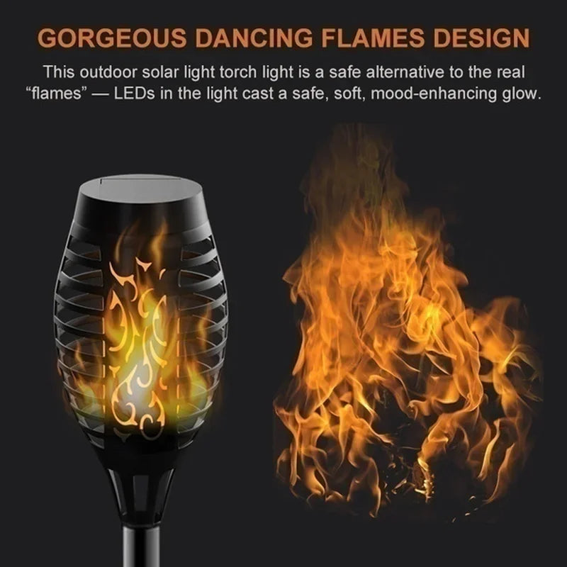 10Pcs Solar Flame Torch Lights Flickering Light Waterproof