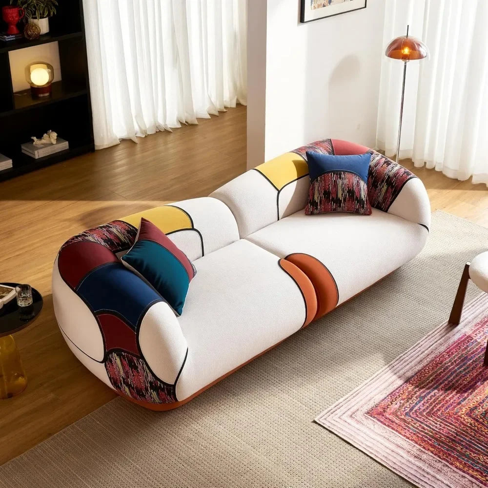 102" Oversized Modern Curved Sofa, Minimalist 4-Seat Chenille Couch for Living Room Apartment, Boneless Sectional Floor Lounge