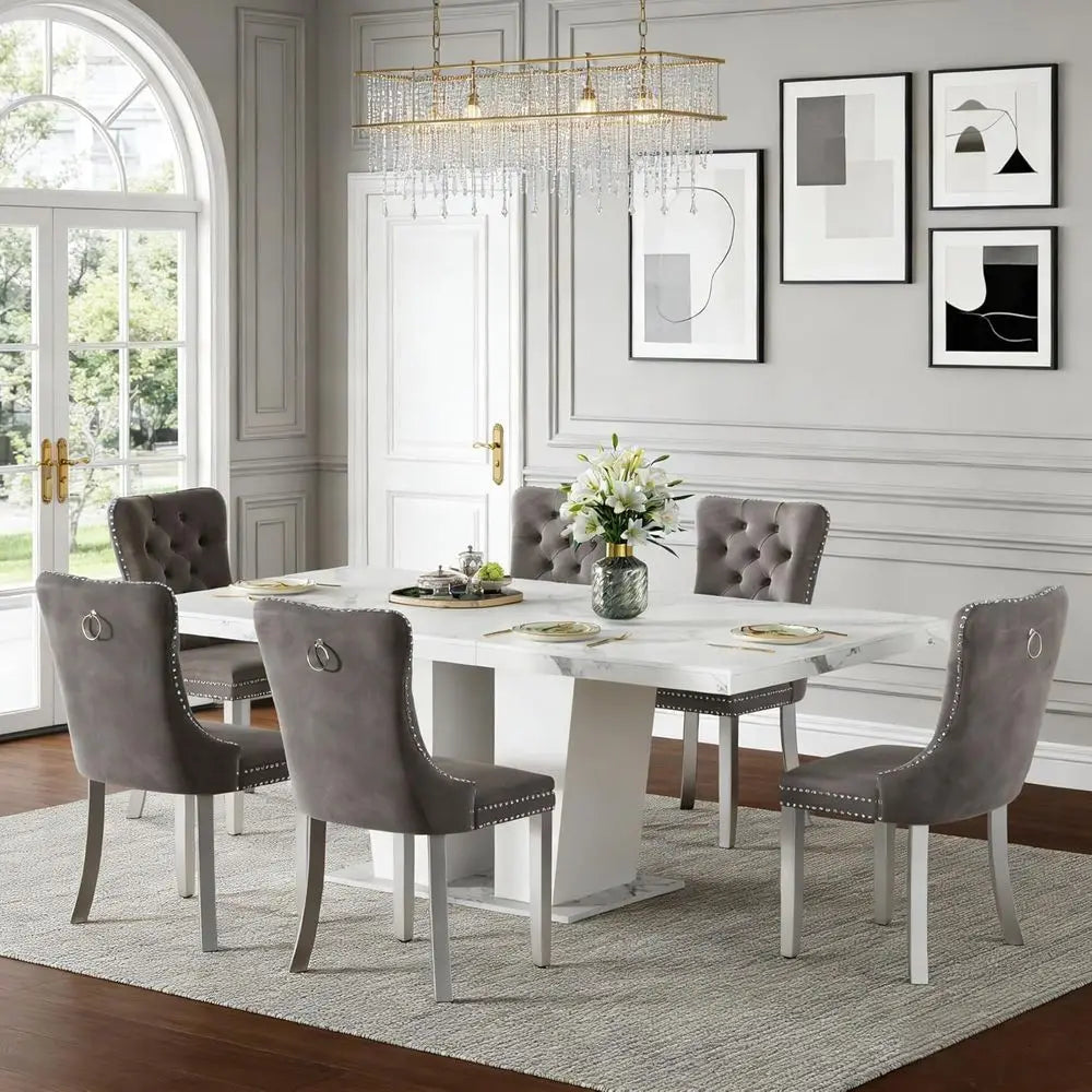 Marble Top 7-Piece Dining Set