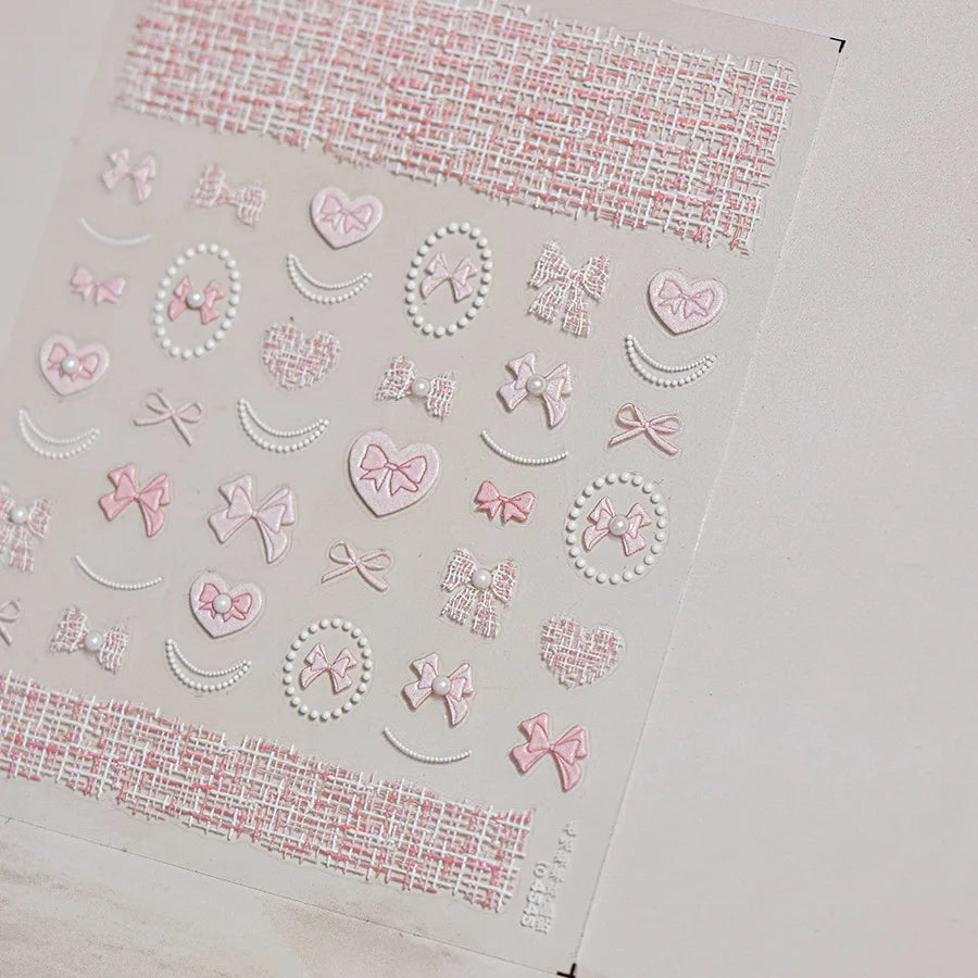 Exquisite Pink Lace Nail Art Stickers