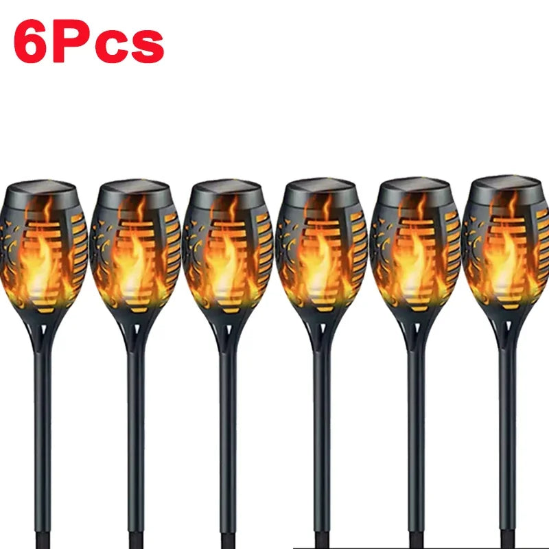 10Pcs Solar Flame Torch Lights Flickering Light Waterproof