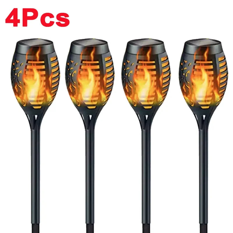10Pcs Solar Flame Torch Lights Flickering Light Waterproof