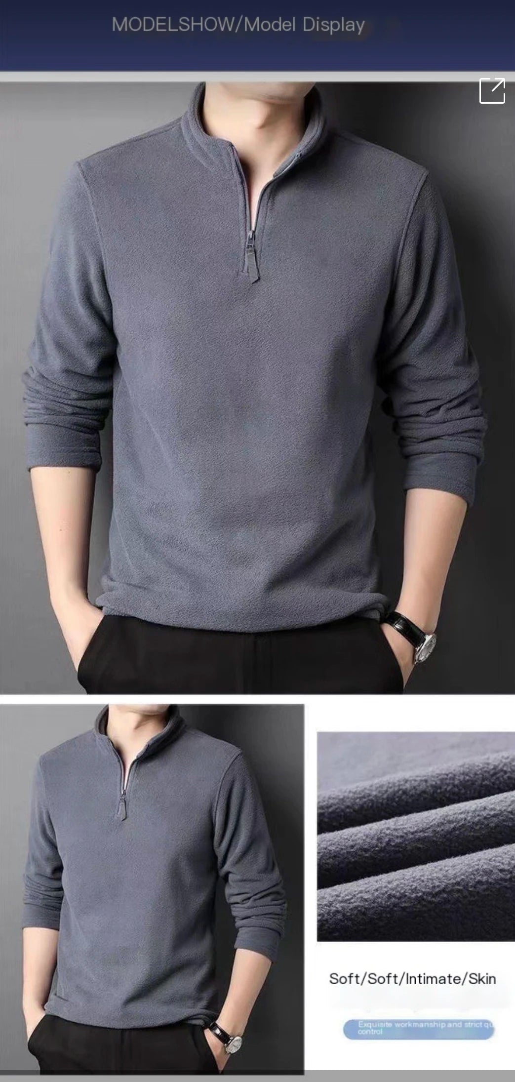Autumn Winter New Warm Polo Shirts Men's Lamb Wool Sweatshirt