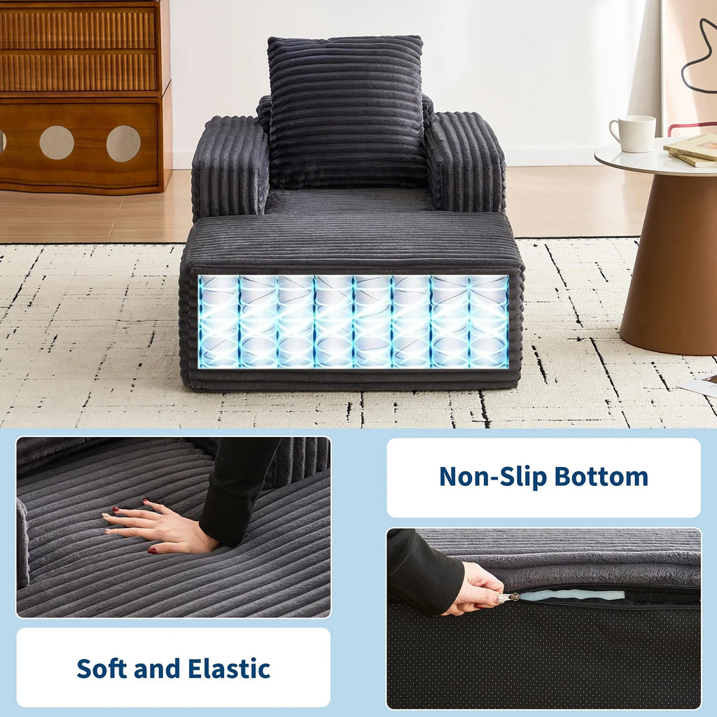 45'' Corduroy Cloud Chaise Lounge Sofa