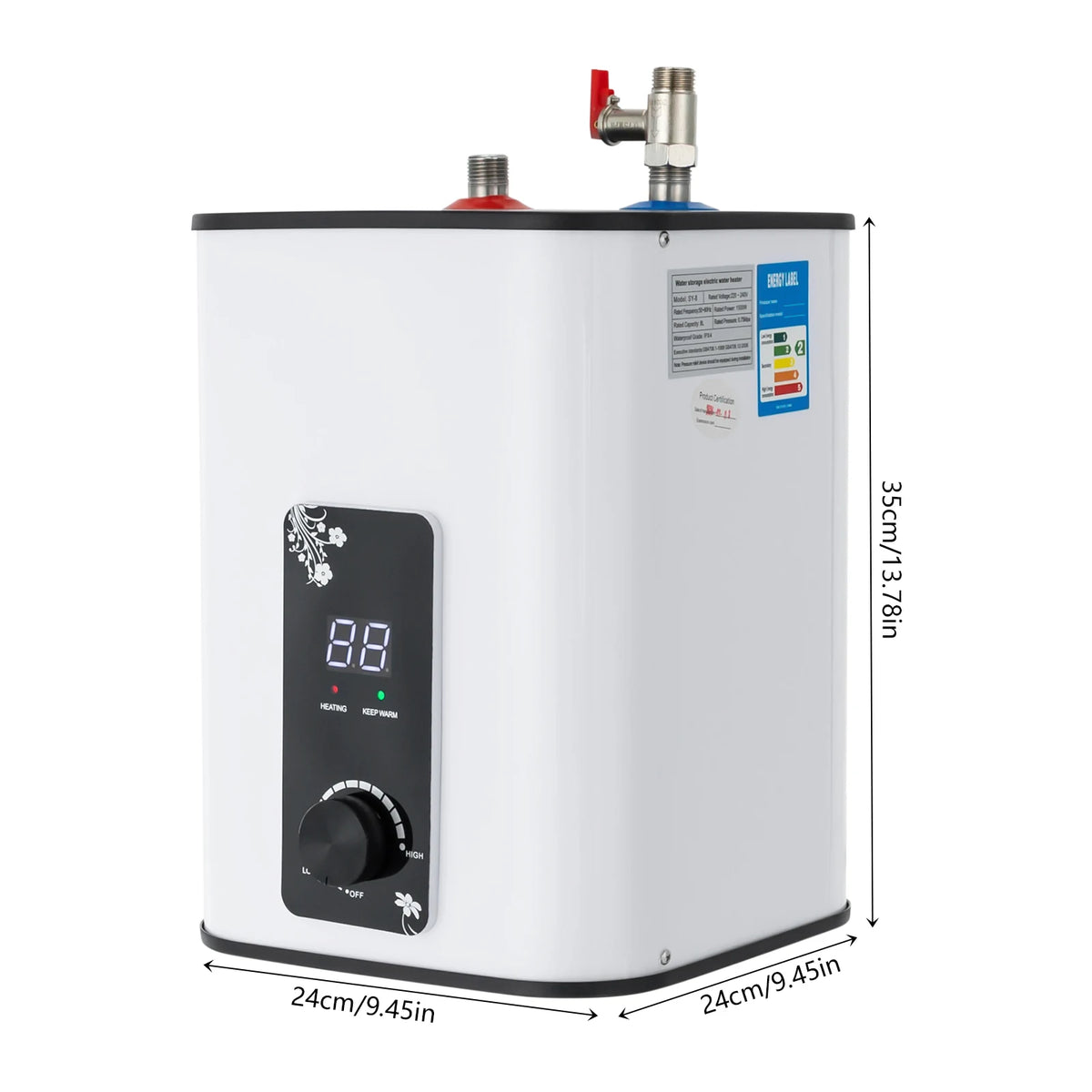 1500W 8L Electric Water Heater Fast Heating IPX4 Safe for Kitchen Bathroom RV SY-8