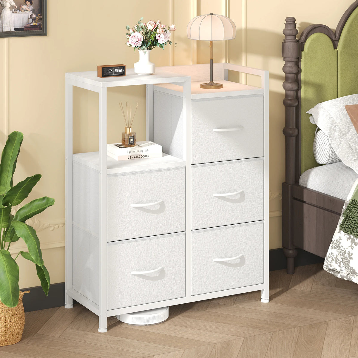 Metal Frame TV Stands for Bedroom Storage Tower