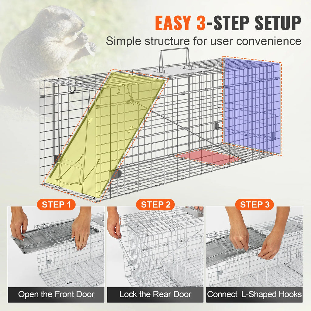Folding Animal Trap with Handle for Rabbits Stray Cats Squirrels