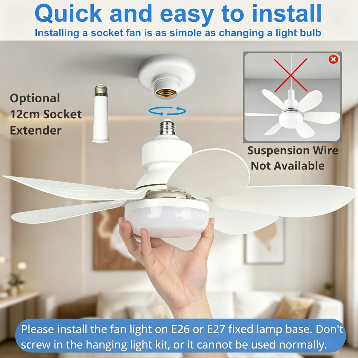 40W Ceiling Fan with Remote Control LED Light